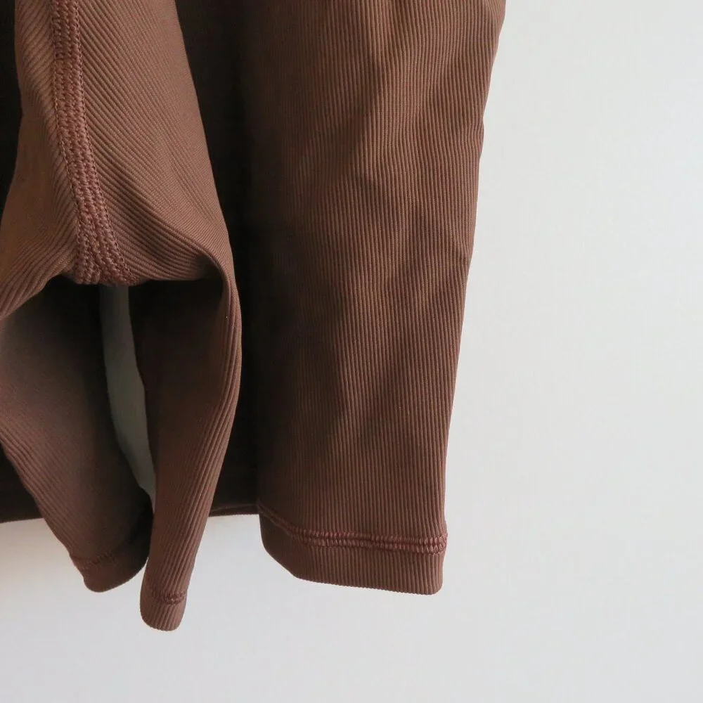 LULULEMON Ribbed Contoured Unitard 6" in Java Neutral Athleisure - Size US 6 - Picture 14 of 16